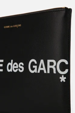 COMME DES GARÇONS WALLET logo print smooth leather large pouch