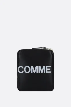 COMME DES GARÇONS WALLET logo print smooth leather small zip-around wallet