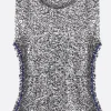 Women MARIA CALDERARA Magpie mesh sleeveless top with beads and sequins