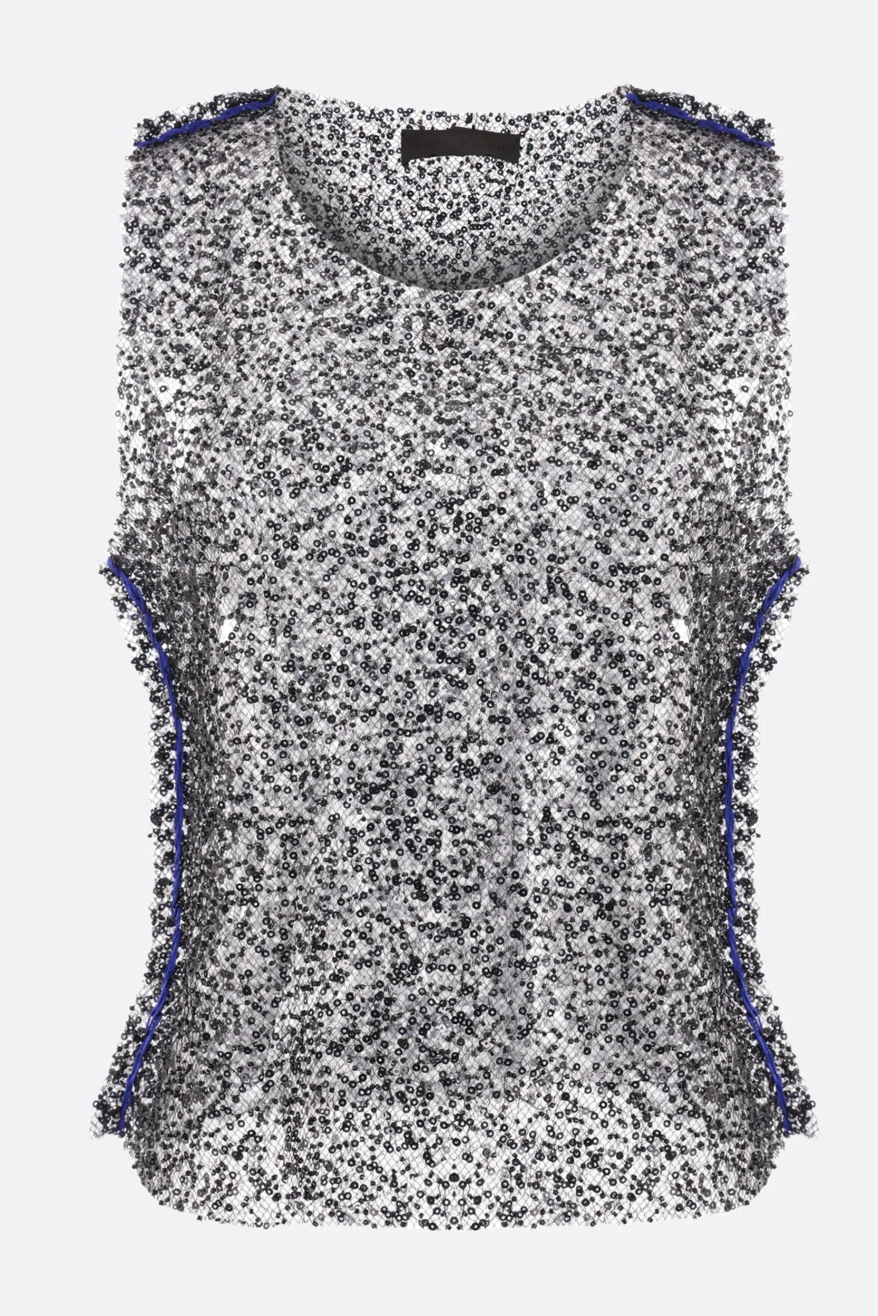 Women MARIA CALDERARA Magpie mesh sleeveless top with beads and sequins