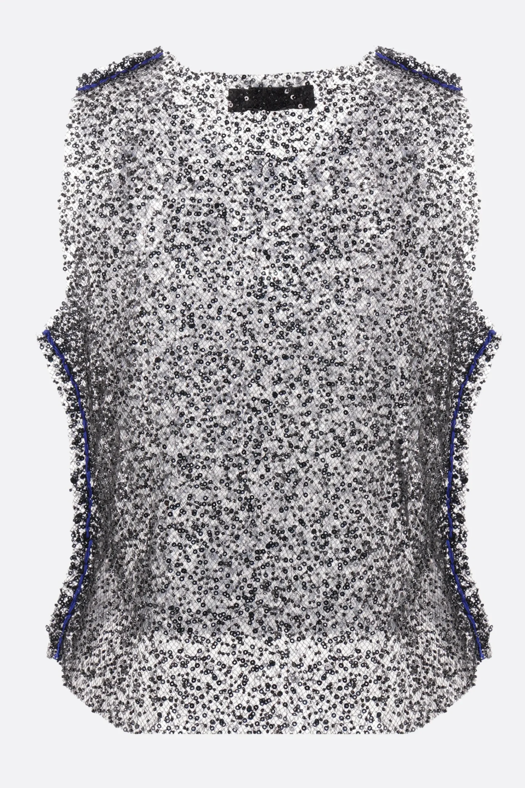 Women MARIA CALDERARA Magpie mesh sleeveless top with beads and sequins