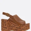 Women CHLOÉ Maxime wedge sandals in shiny leather