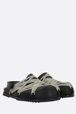 Women RICK OWENS Megalaced slingback mules in smooth leather