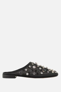 Women GIORGIO ARMANI - 10 CORSO COMO mesh flat mules with rhinestones