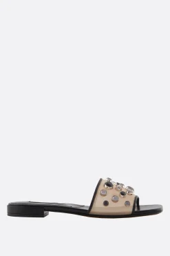 Women GIORGIO ARMANI - 10 CORSO COMO mesh slide sandals with rhinestones