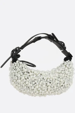 Women INNERRAUM Micro Half Moon handbag with pearls
