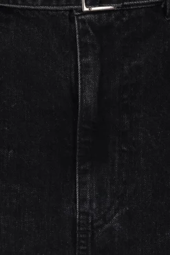Women SACAI midi skirt in denim and pleated twill