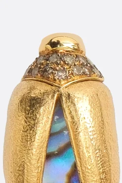 Women BIBI VAN DER VELDEN Mini Scarab Abalone Fly Wings single earring