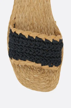 Women PALOMA BARCELO' Molly flat sandals in crochet satin and raffia