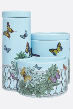 FORNASETTI Nel Mentre set of three scented candles with Farfalle e balaustra Décor
