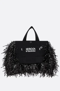 Women UNDERCOVER nylon tote bag with film fringes