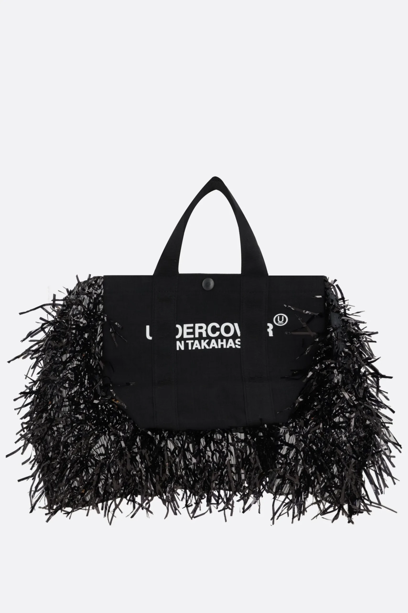 Women UNDERCOVER nylon tote bag with film fringes
