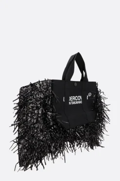 Women UNDERCOVER nylon tote bag with film fringes