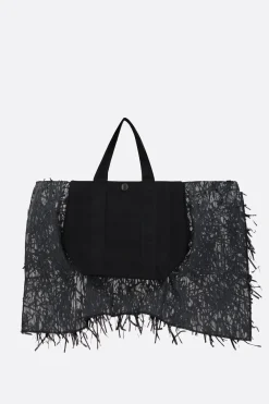 Women UNDERCOVER nylon tote bag with film fringes