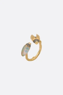 Women BIBI VAN DER VELDEN Opal Scarab Floaty ring in 18k