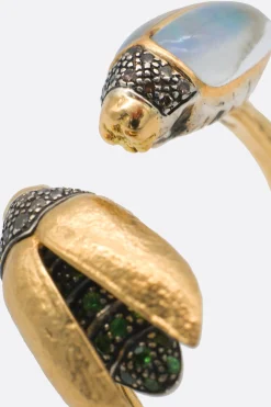 Women BIBI VAN DER VELDEN Opal Scarab Floaty ring in 18k