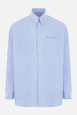 MARNI organic poplin shirt with logo print