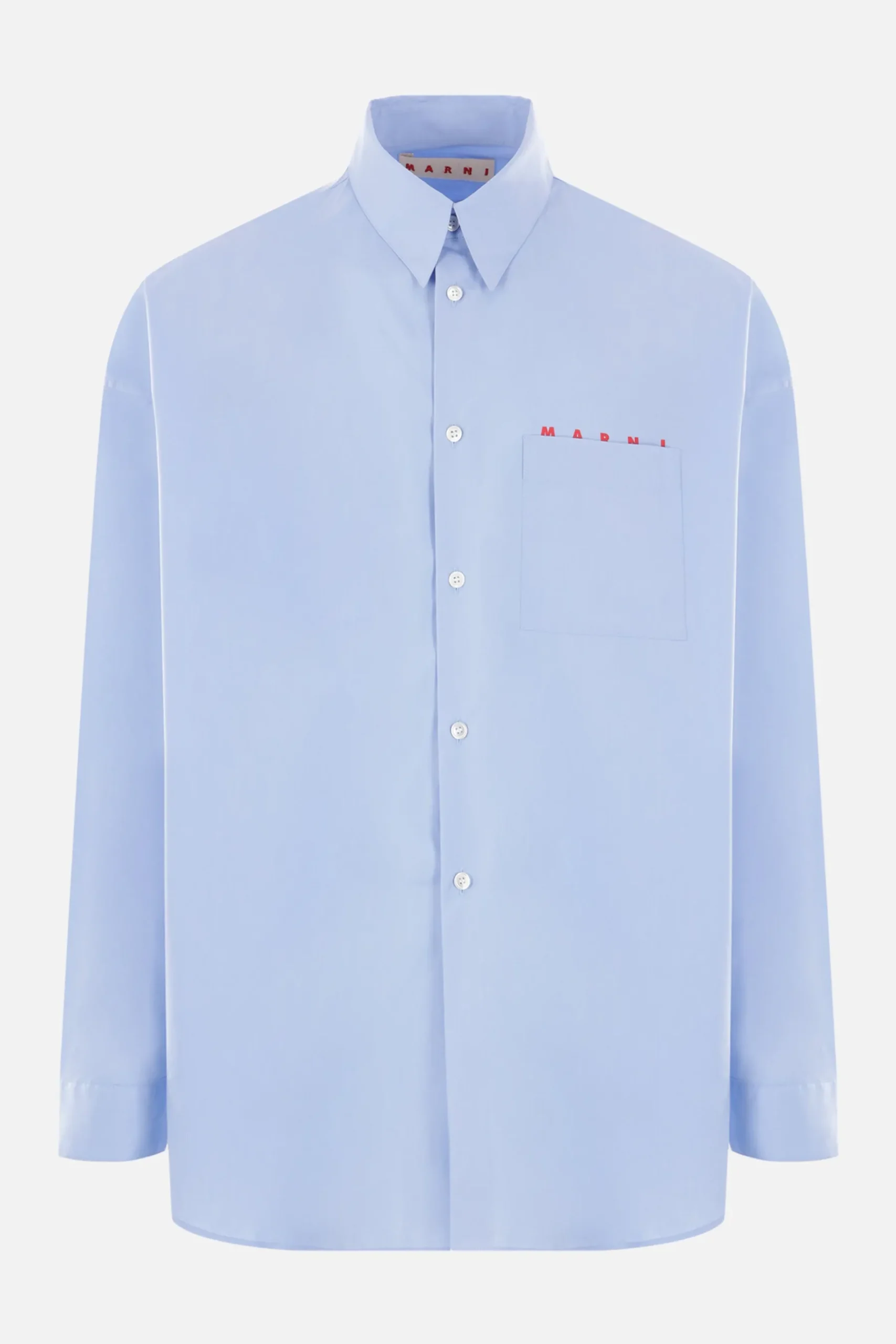 MARNI organic poplin shirt with logo print