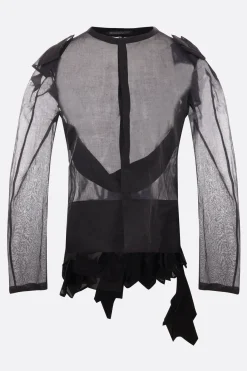 Women YOHJI YAMAMOTO organza shirt with ruffles