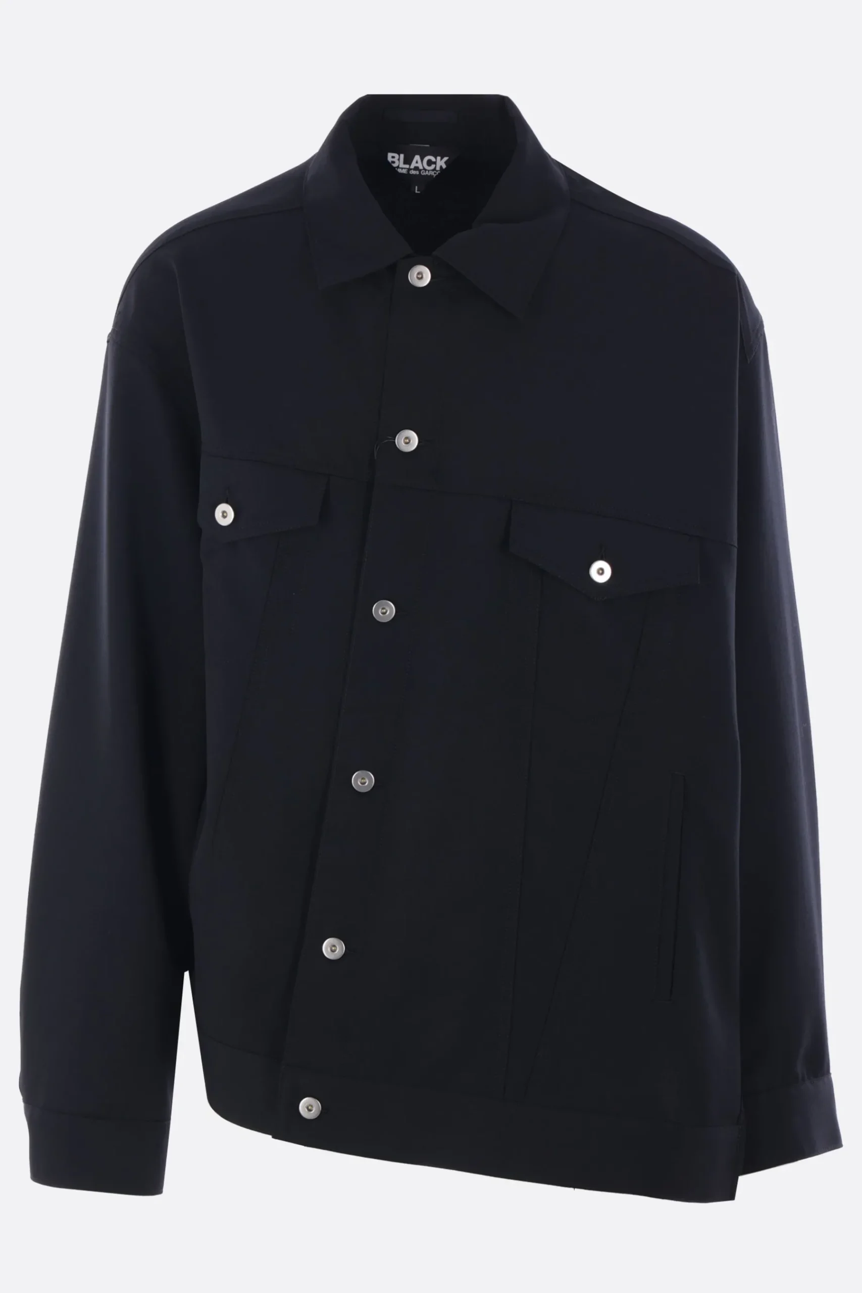 BLACK COMME des GARÇONS oversized asymmetrical jacket in gabardine