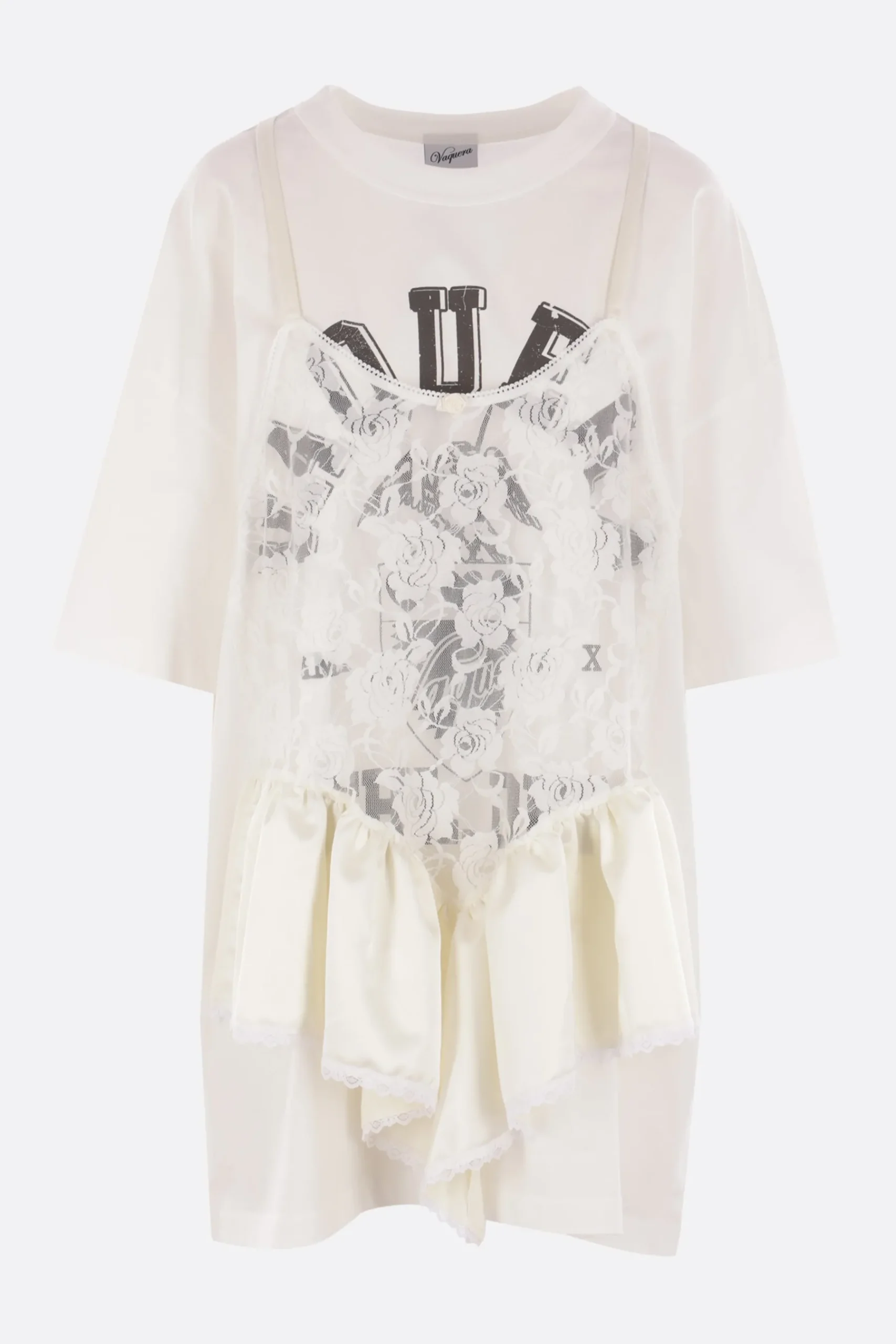 Women VAQUERA oversized cotton t-shirt with layered top