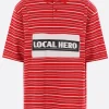 MARTINE ROSE oversized polo shirt in striped piquet