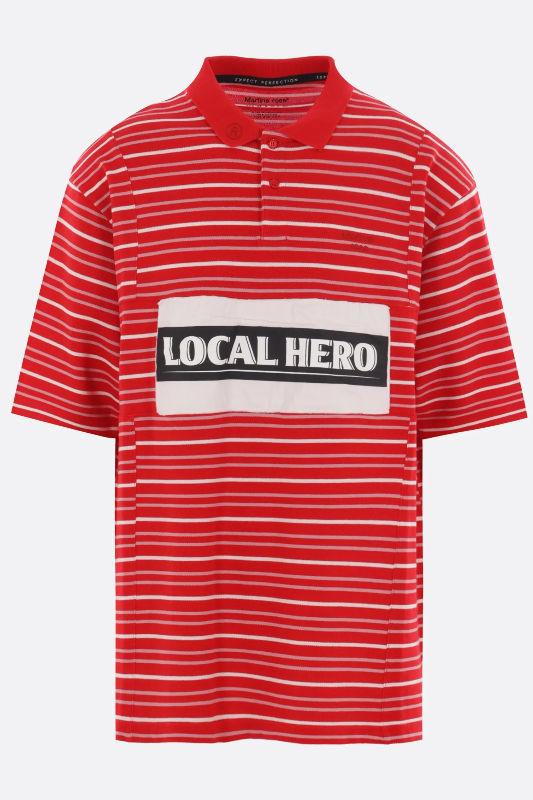 MARTINE ROSE oversized polo shirt in striped piquet