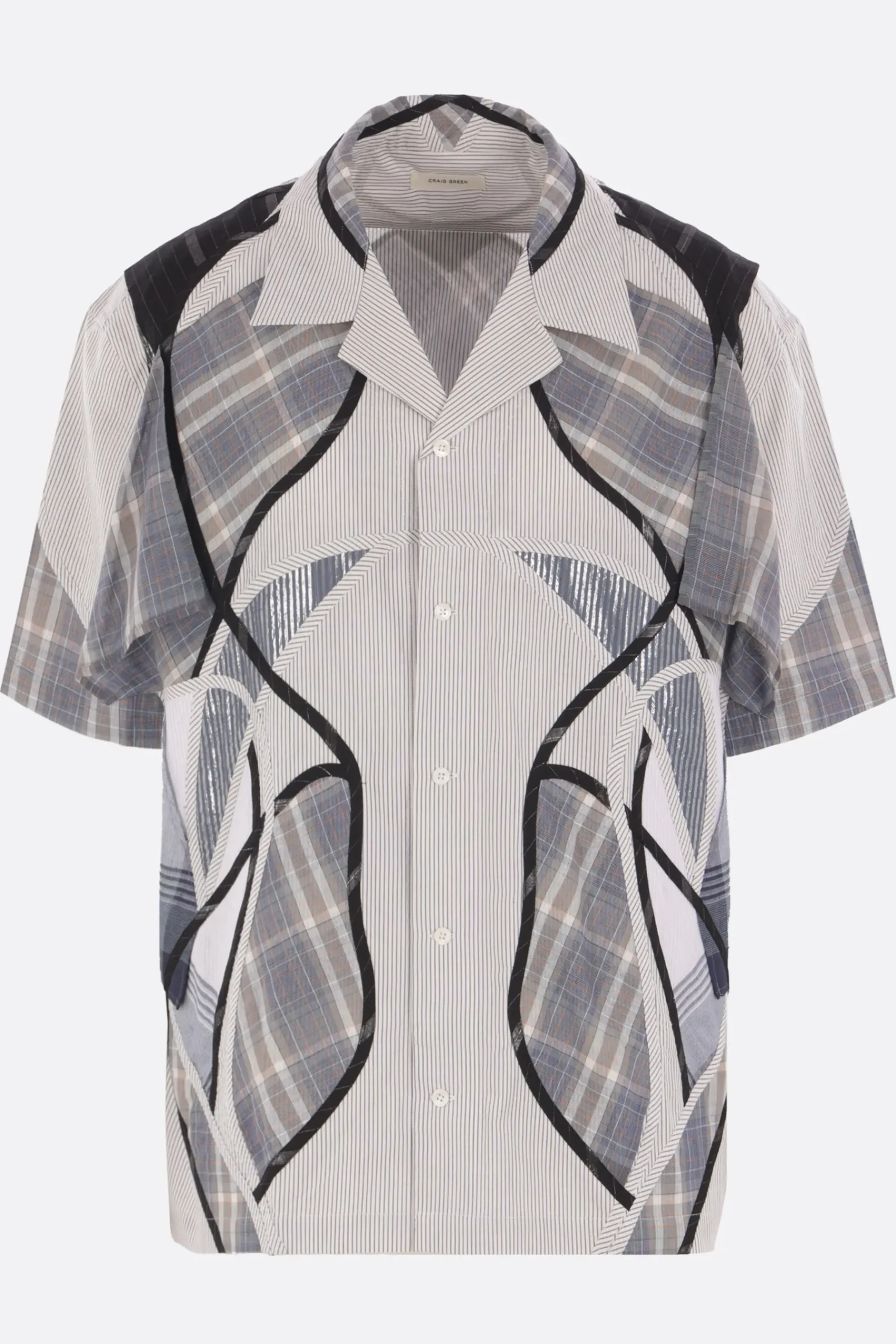 CRAIG GREEN patchwork cotton bowling shirt