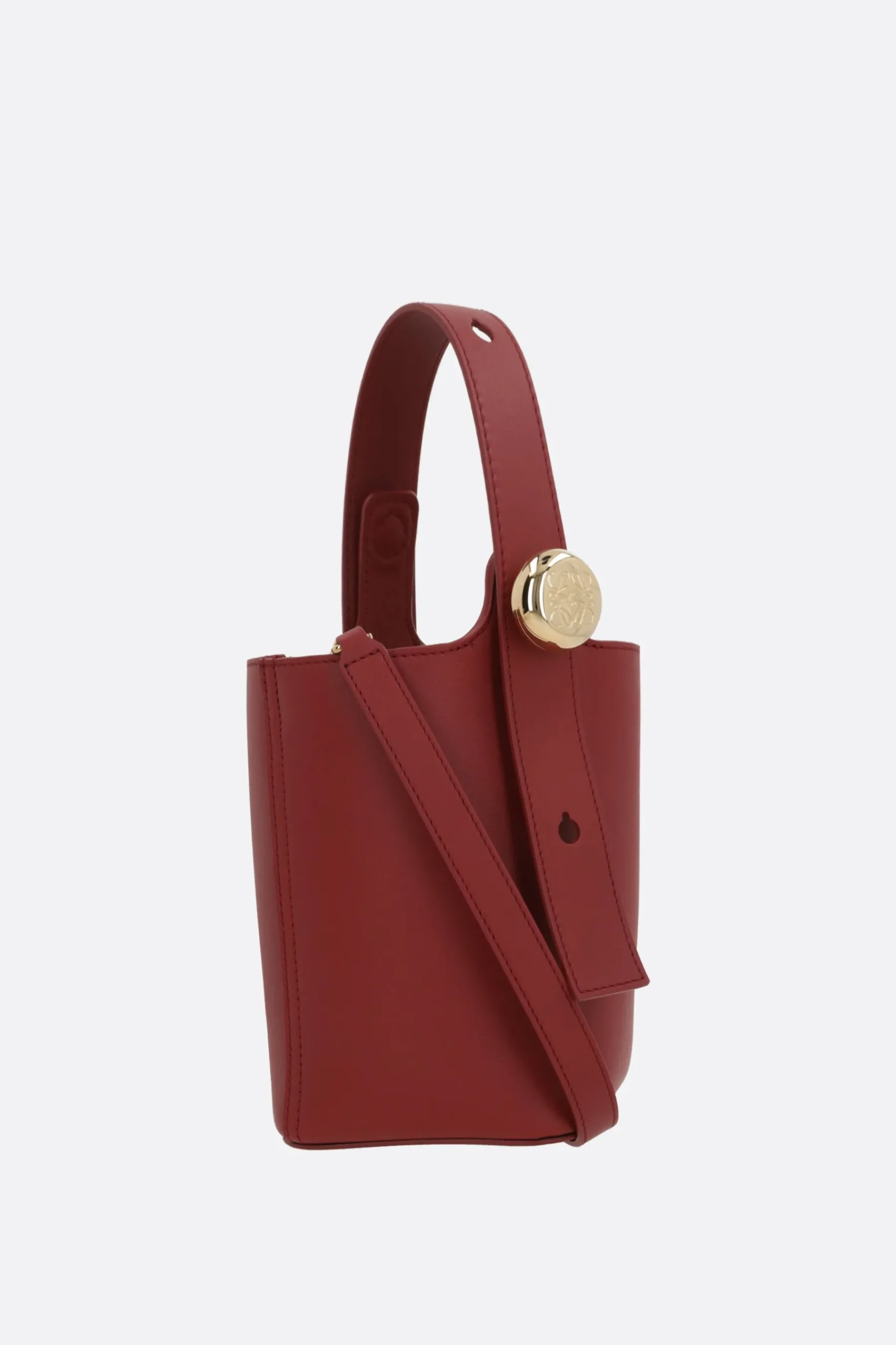 Women LOEWE Pebble mini bucket bag in smooth leather