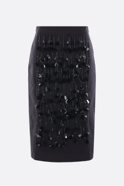Women PLAN C pencil skirt in technical panama with sequins