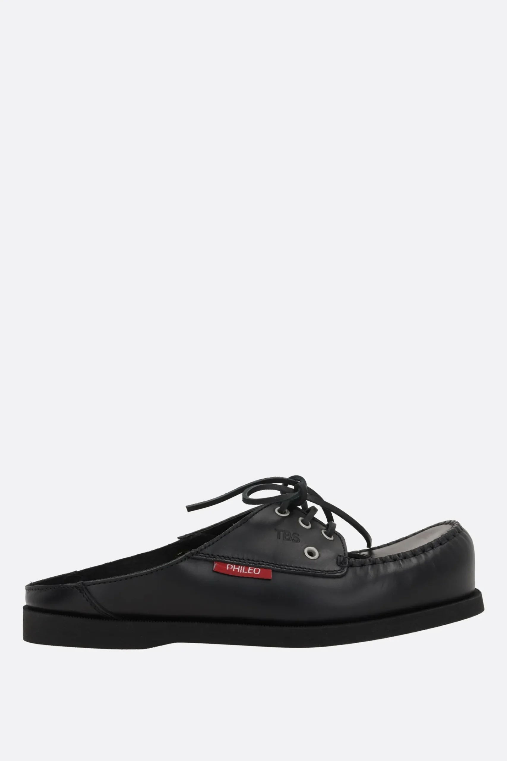 Women PHILEO x TBS flat mules in smooth leather