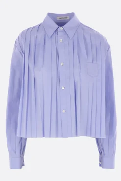 Women UNDERCOVER pleated crop shirt in Oxford cotton