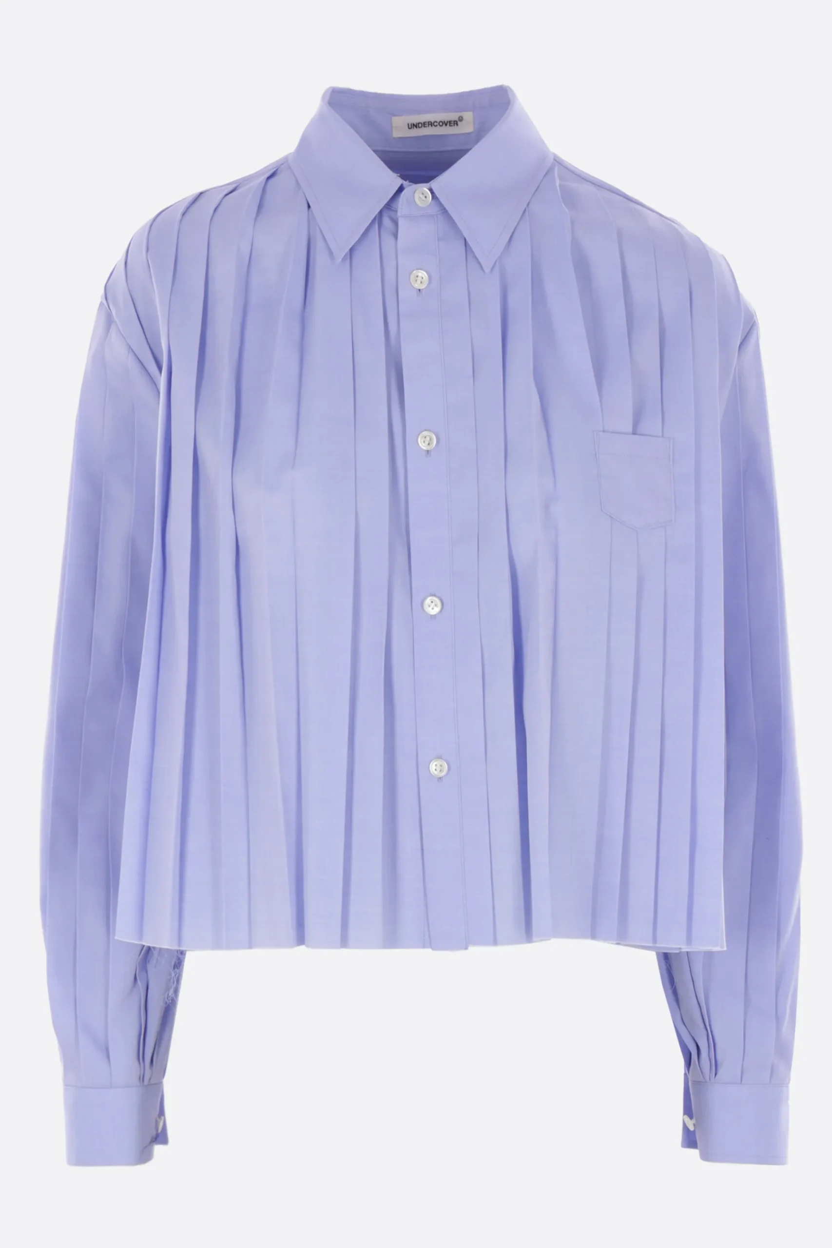 Women UNDERCOVER pleated crop shirt in Oxford cotton
