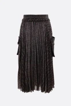 Women SACAI pleated satin and tweed wrap skirt
