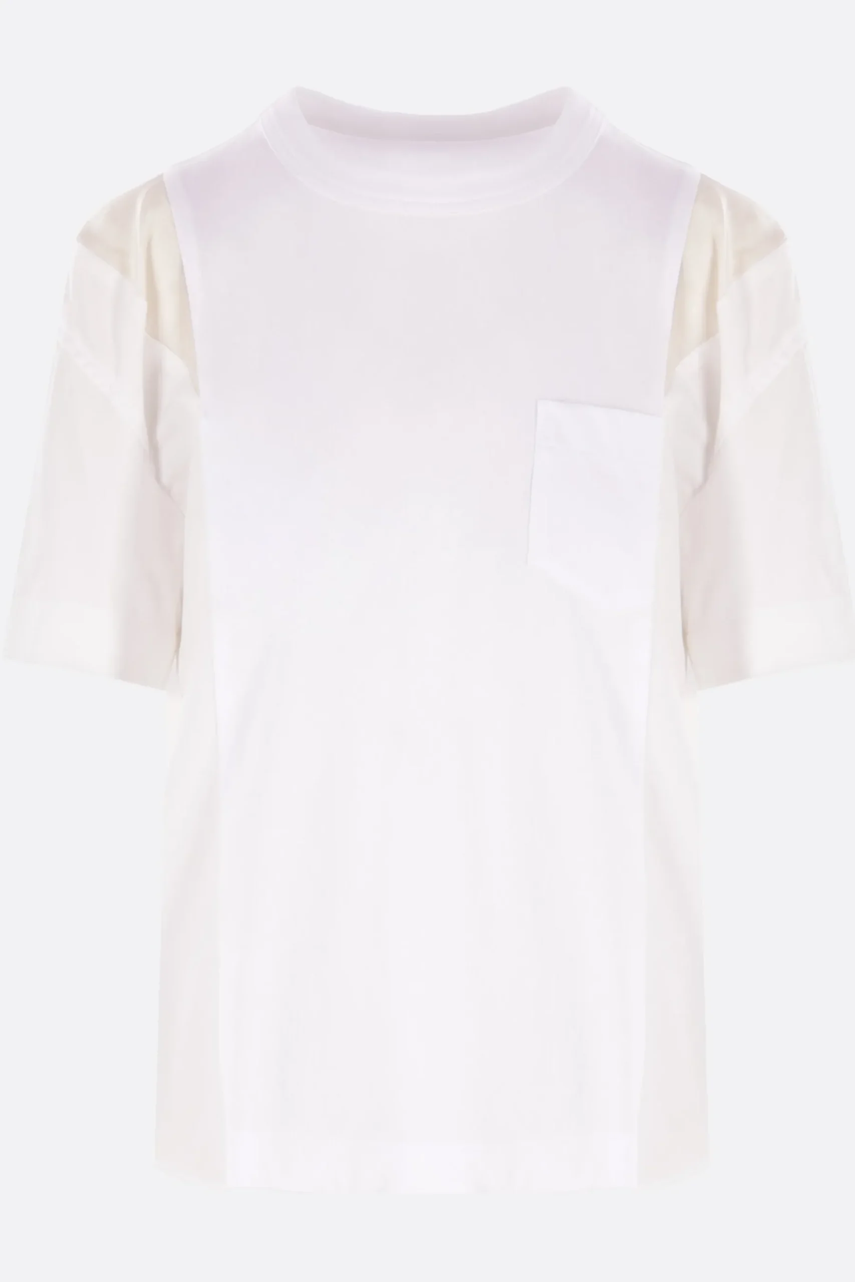 Women SACAI poplin and jersey t-shirt