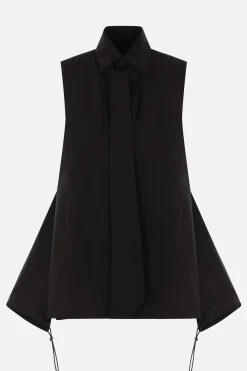 Women YOHJI YAMAMOTO poplin sleeveless tie shirt