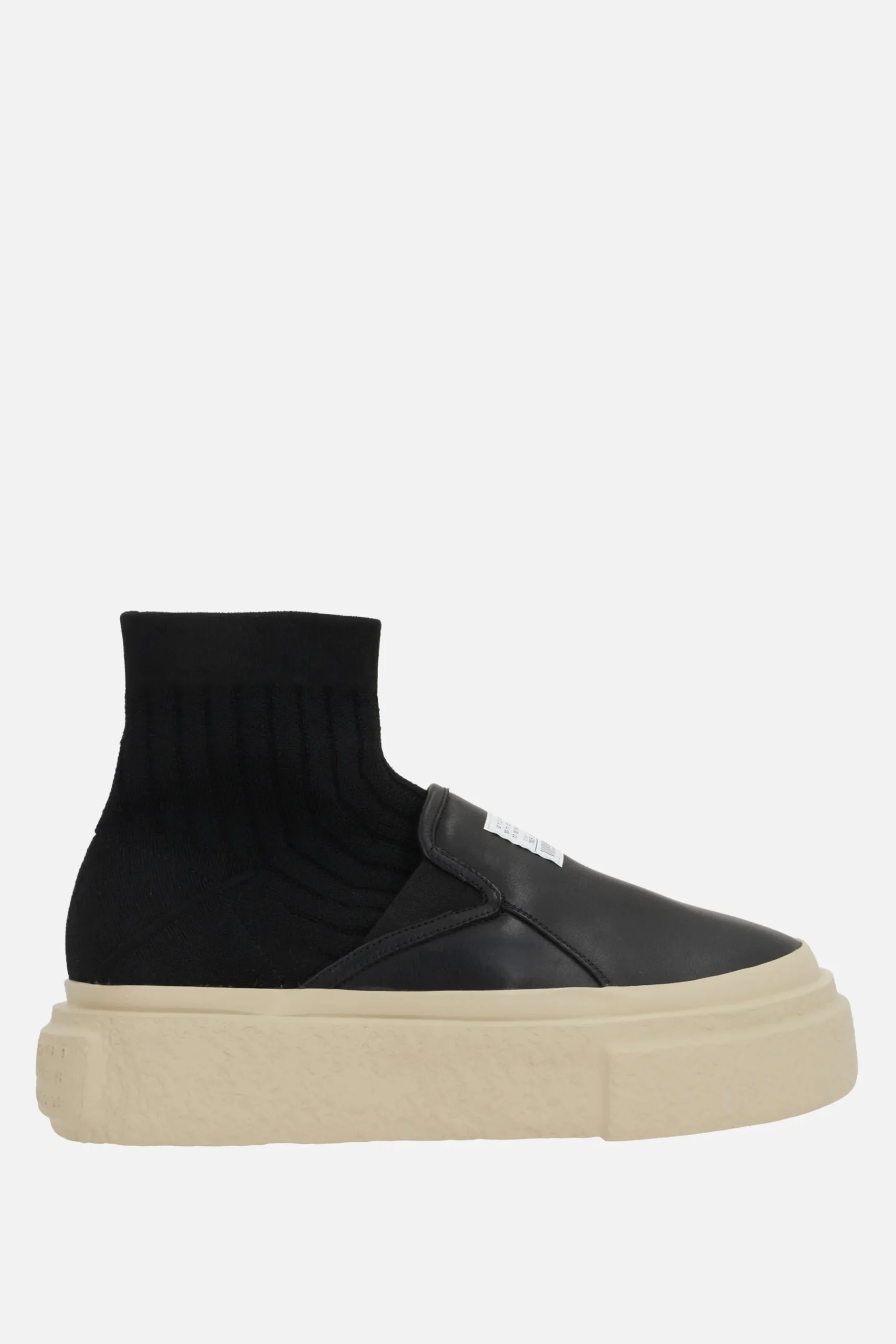 MM6 pull-on sneaker in leather and stretch knit