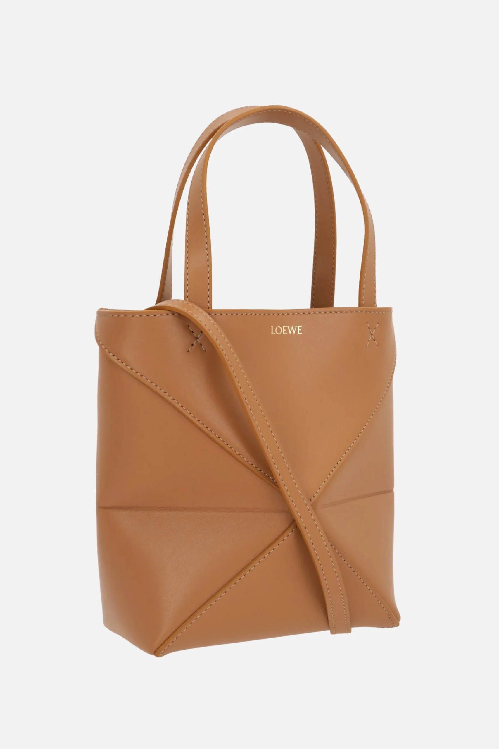 Women LOEWE Puzzle Fold mini smooth leather tote bag