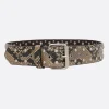Women DRIES VAN NOTEN python-print leather belt with studs