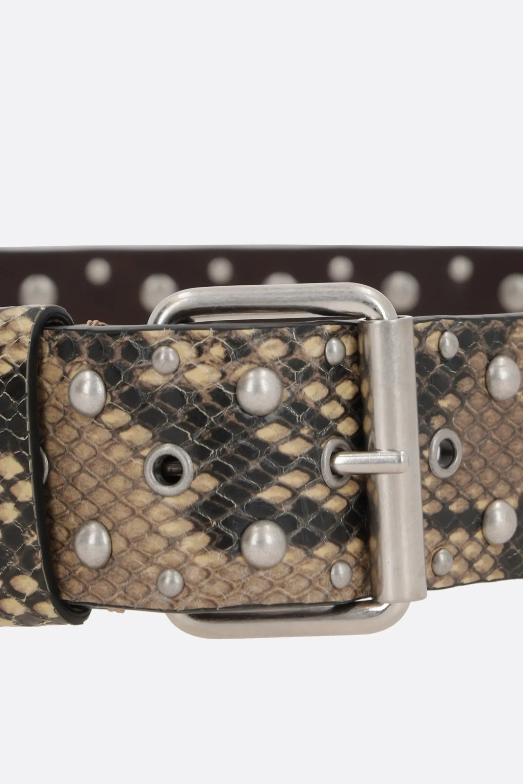 Women DRIES VAN NOTEN python-print leather belt with studs