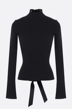 Women BALENCIAGA rib knit turtleneck with ribbons