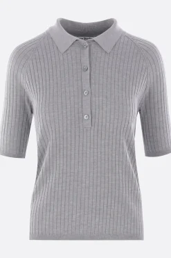 Women ACNE STUDIOS rib silk polo sweater