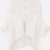 Women SACAI satin and denim oversized shirt