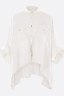 Women SACAI satin and denim oversized shirt
