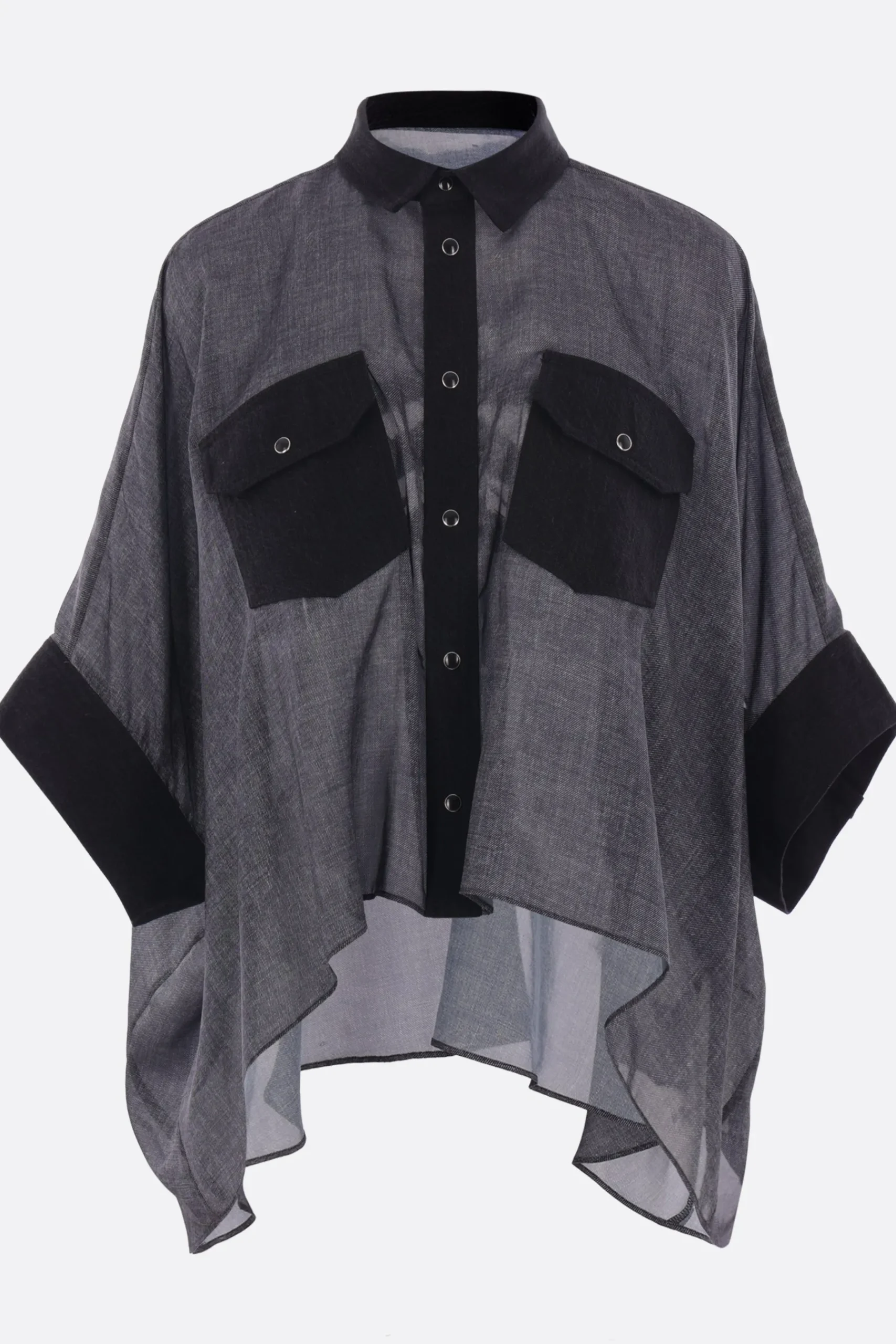 Women SACAI satin and denim oversized shirt