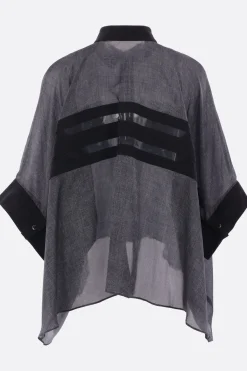 Women SACAI satin and denim oversized shirt