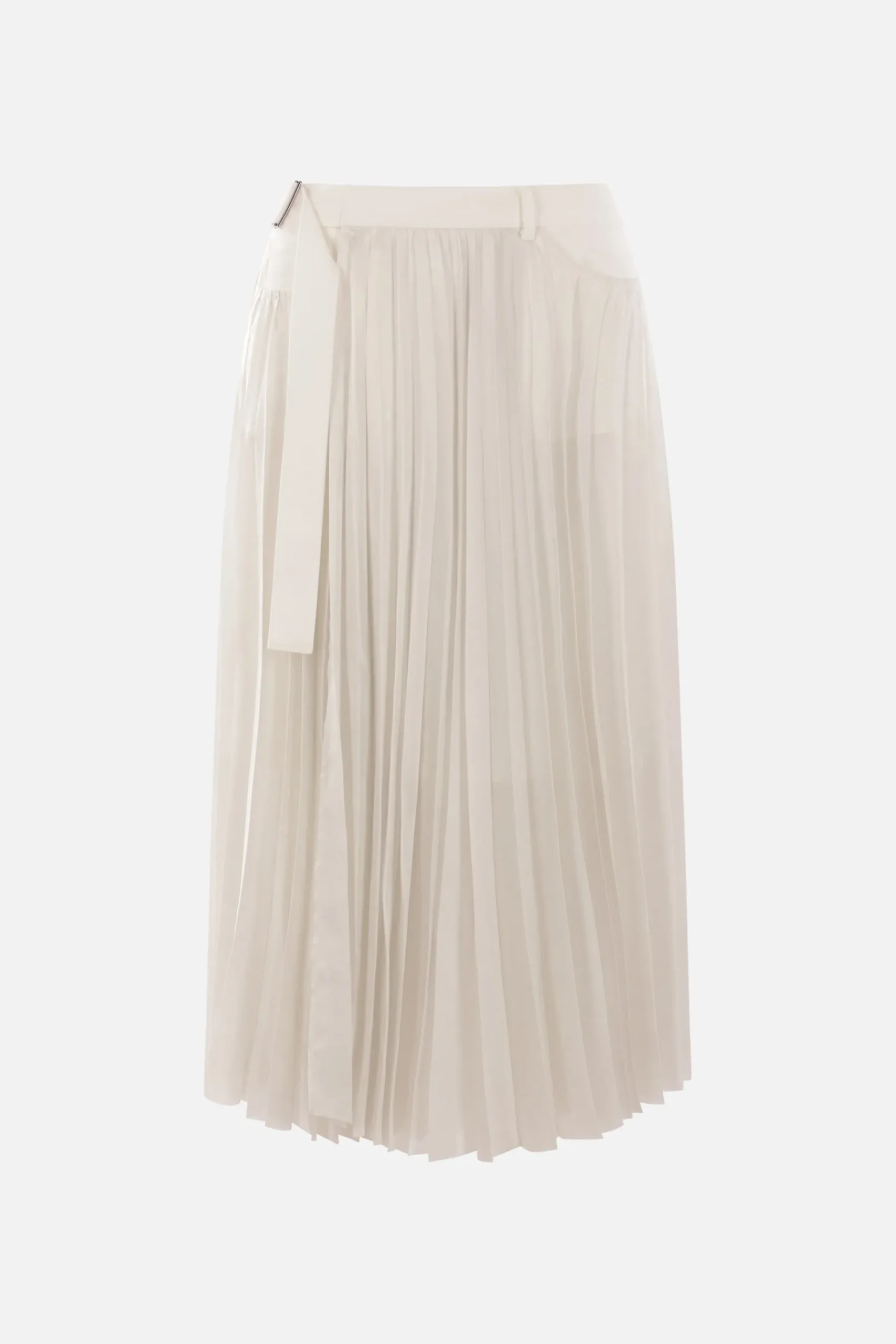Women SACAI satin and denim pleated skirt