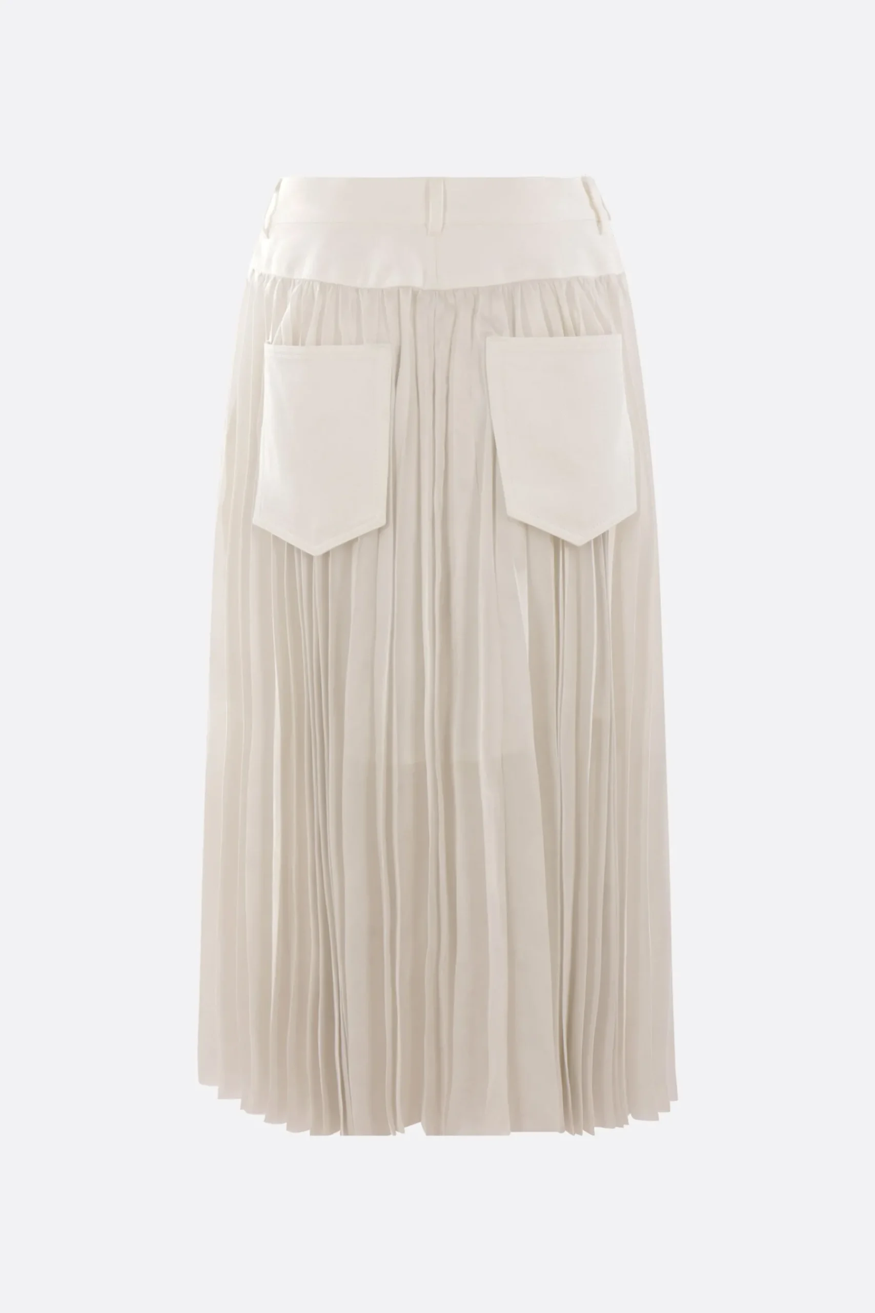 Women SACAI satin and denim pleated skirt