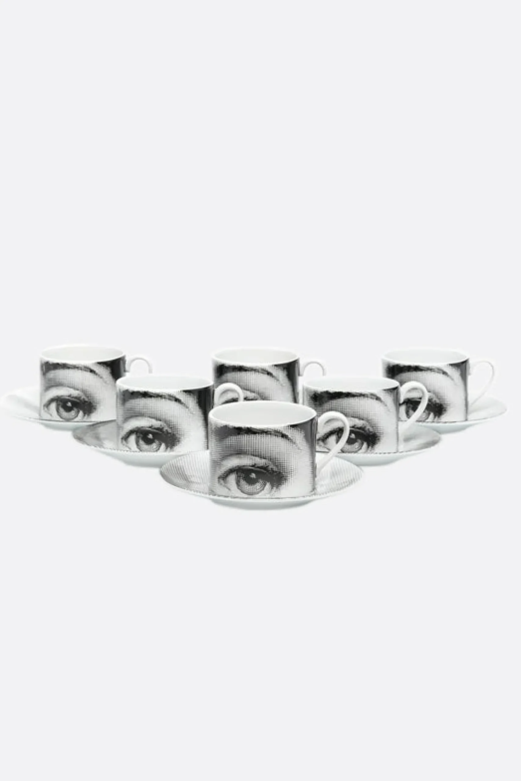 FORNASETTI set of six Tema e Variazioni N° 1 tea cups