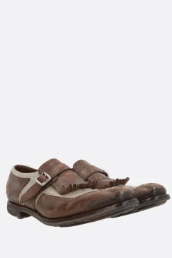 CHURCH'S Shanghai monk-strap shoes in vintage leather and canvas